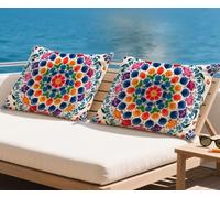 Rétro Coussin Exterieur Impermeable Housse Coussin 70x90 cm Lot de 2 Mandala Coussins Couvre automne Décoratives Taie Oreiller Velour Motif Pour Taie d'oreiller pour Salon Canapé Extérieur q-589