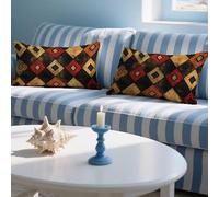 Rétro Coussin Exterieur Impermeable Housse de Coussin 70x90cm Rectangulaire Decoratif Taie Oreiller Lot de 2 Géométrie Impression Double Face Velour Pillow Case Housse Canapé pour Patio Jardin LY-1011