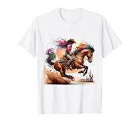 Rétro Cowgirl Rodeo Bronco Bucking Western Horse Riding T-Shirt