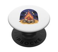 Retro Crânes Feu De Camp Palmiers Camping Brasier PopSockets PopGrip Adhésif
