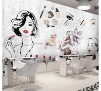 Rétro Créativité Aquarelle Maquillage Beauté Papier Peint 3D Installation Facile Intissé Tapisserie Bureau Salon Canapé Chambre Décoration Murale-150cm×105cm