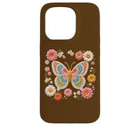 Rétro Crochet Style Papillon Imprimé Floral Formes Mania Coque pour iPhone 15 Pro