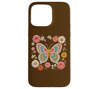 Rétro Crochet Style Papillon Imprimé Floral Formes Mania Coque pour iPhone 15 Pro Max