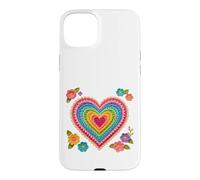 Rétro Crochet Style Rainbow Color Heart Print Shapes Mania Coque pour iPhone 15 Plus