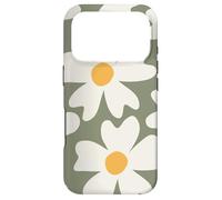 Retro Daisy Flower Leaves Boho Dark Green Cover Coque pour iPhone 17 Pro