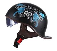 rétro Demi-Casque de Moto,Casque Moto Jet ECE Homologué pour Casque Moto Bols avec Visière Cruiser Scooter Casque de Moto pour Hommes et Femmes