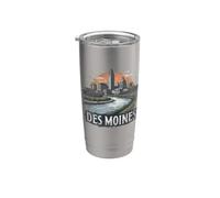 Rétro Des Moines Paysage Vintage Souvenir Gobelet isotherme en acier inoxydable double paroi