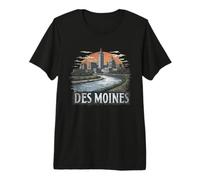 Rétro des Moines Paysage Vintage Souvenir T-Shirt Haut de Gamme