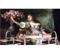 Rétro Dessiné À La Main Fille Vase Floral Papier Peint 3D Installation Facile Intissé Tapisserie Bureau Salon Canapé Chambre Décoration Murale-400cm×280cm