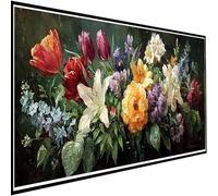 Rétro Diamond Painting Adulte, Diamond Painting Fleur Broderie Diamant Kit Complet, Bricolage 5D Carré Cristal Strass Point de Croix Kit Loisirs Créatifs Adultes, Decoration Murale 70x160cm w-6422