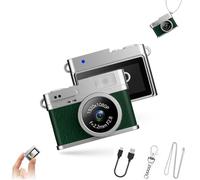 Retro Digital Camera, Mini Keychain Camera, 160° Wide Angle 4 Filters for HD Recording, with LED Fill Light, for Travel Study Recording (64G Storage,Green)