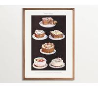 Retro Dining Room Art, Vintage Classic Food Print, Kitchen Wall Decor with Nostalgic Illustrations for Home and Cafe(Framed,12x18inch(30x45cm))