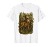 Rétro Drôle Chasseur Cerf Délavé Nature Vintage Forêt Années 90 Mignon T-Shirt
