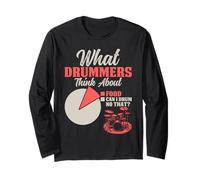 Retro Drummer Drum Player Vintage Music Lover Drumming Tee Manche Longue