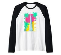 Rétro Dubai Art Burj Khalifa Palmiers Style Vintage Manche Raglan