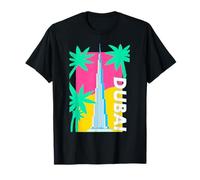 Rétro Dubai Art Burj Khalifa Palmiers Style Vintage T-Shirt