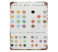 Retro Educational Metal Sign Color Mixing Chart for Montessori Learning Tool Tin Poster Wall Decor Home Classroom Art 8 X 12 inch