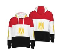 Rétro Égypte Drapeau Lignes Drapeau Imprimé Hoodie pour Hommes Sweatshirt Confortable Pull À Capuche Décontracté pour Usage Quotidien Activités De Loisirs