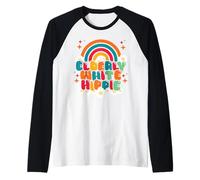 Retro Elderly White Hippie Groovy Flower 60s Rainbow Funny Manche Raglan