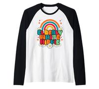 Retro Elderly White Hippie Groovy Flower 60s Rainbow Funny Manche Raglan