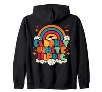 Retro Elderly White Hippie Groovy Flower 60s Rainbow Funny Sweat à Capuche