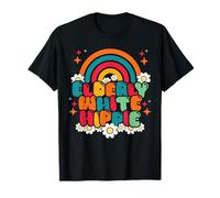 Retro Elderly White Hippie Groovy Flower 60s Rainbow Funny T-Shirt