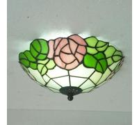 Rétro Encastré Cuisine Plafonnier Tiffany chambre à coucher Rose Verre Lampe de plafond Couloir éclairage Vintage E27 pour Bar Salon Balcon Salle à manger Salle de bain éclairage Plafond (33CM,B)