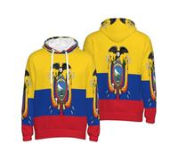 Rétro Équateur Drapeau Lignes Drapeau Imprimé Hoodie pour Hommes Sweatshirt Confortable Pull À Capuche Décontracté pour Usage Quotidien Activités De Loisirs