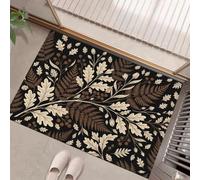 Rétro Et Élégant Tapis d'entrée intérieur - Branches Et Feuilles Plantes Naturelles paillasson lavable à motifs, Brun tapis antidérapant pour Salle des enfants entrée, cuisine ou chambre - 50 x 80 cm