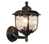 Rétro Étanche Lumière Appliques Murale Extérieure Lampe murale Métal Noir Fonte aluminium Et Verre Lanterne Murale Classique Rustique abat-jour E27 Imperméable Jardin Balcon Couloirs Cour Porche