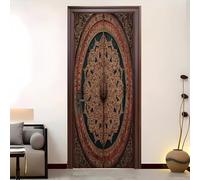 RéTro EuropéEn BohèMe Porte Stickers PVC étanche Porte Autocollants pour Salon Salle de Bain Chambre Décoration Mandala Auto-adhésif Amovible Pas de décoloration Sticker Décoration