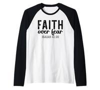 Retro Faith Over Fear - Verset biblique inspirant chrétien Manche Raglan