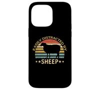 Retro Farmer Funny Sheep Lover Facilement distrait par Les Moutons Coque pour iPhone 14 Pro Max