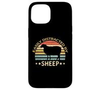 Retro Farmer Funny Sheep Lover Facilement distrait par Les Moutons Coque pour iPhone 15