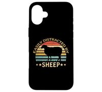 Retro Farmer Funny Sheep Lover Facilement distrait par Les Moutons Coque pour iPhone 16 Plus