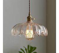 Rétro festonné fleur en verre pendentif lumière industrielle unique lustre moderne plafond suspendu lampe pour chambre restaurant couloir cuisine salle à manger luminaire suspendu (Color : Clear) Made