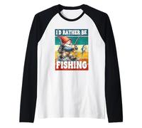 Retro Fisher Gnome Dad For Men Id Rather Be Fishing Saying Manche Raglan