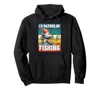 Retro Fisher Gnome Dad For Men Id Rather Be Fishing Saying Sweat à Capuche