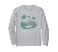 Retro Flamingo Sunset Funny 70S 80S 90S Hommes Femmes Manche Longue