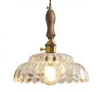Rétro Fleur Pendentif En Verre Vintage Loft Lustre Avec Noyer Montage Plafonnier Décoratif Pendentif Lampe Luminaire Pour Restaurant, Café, Chevet, L