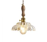 Rétro Fleur Pendentif En Verre Vintage Loft Lustre Avec Noyer Montage Plafonnier Décoratif Pendentif Lampe Luminaire Pour Restaurant, Café, Chevet, S