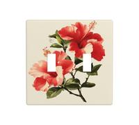 Rétro Fleur Tropicale Double Gang Bascule Plaque Murale Interrupteur Décor Taille Standard - 11,4 x 11,4 cm