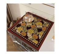 Rétro Fleurs Housse De Machine à Laver,Antidérapant Anti-Poussière Protection Réfrigérateur Couvercle douce et découpable Tapis de machine à laver pour cuisines, salles de bains-B-50X50cm