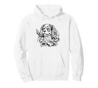 Retro Flowers Floral Cavalier King Charles Spaniel Dog Lover Sweat à Capuche