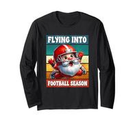 Retro Football Grandpa Gnome Dad Flying In Football Season Manche Longue