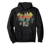 Rétro Forêt Lac Nature Extérieur Faune Vintage Bois Sweat à Capuche