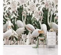 Rétro Frais Art Relief Rose Flamant Rose 3D Papier Peint Premium Texturé Soie Bureau Salle à Manger Salon Chambre Coucher Canapé TV Mur-150cm×105cm