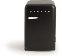 CREATE / RÉTRO FRIGO 83.5 ARGENT/Réfrigérateur noir avec poignée marbre / 98W, basse consommation, 2 étagères, régulateur de température, porte-bouteilles, 56x54x84cm.
