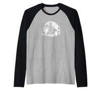 Retro Full Moon & Minimalist Pine Tree Vintage Graphic Manche Raglan