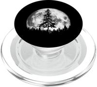 Retro Full Moon & Minimalist Pine Tree Vintage Graphic PopSockets PopGrip pour MagSafe
